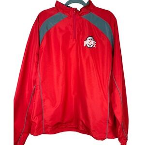 Ohio State Buckeyes Mens LG Red Quarter Zip Windbreaker Jacket‎ Varsity Apparel